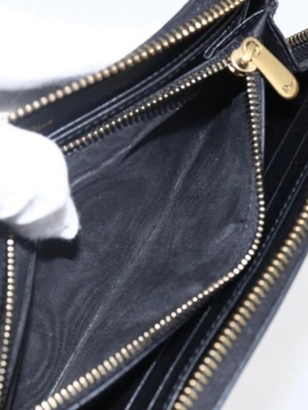 Christian Dior Round Long Wallet Leather Black Gold Auth am10801 - Picture 12 of 16